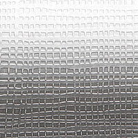 Venetian blind slat from the NETWORK collection in silver with an embossed mesh pattern. The surface has a soft, modern texture.