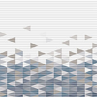 Honeycomb blind with triangle pattern in grey and taupe tones on white background – design “Arctic W4 6634”.
