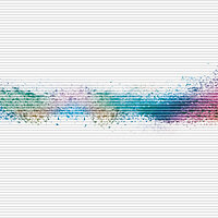 Pleated blind with colourful splash in blue, turquoise and purple on white background – design “Colours 6601”.