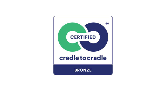 Cradle to Cradle Certified® logo at bronze level with green-blue symbol on white background.