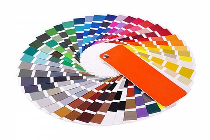 Circular RAL colour fan deck showing wide range of shades