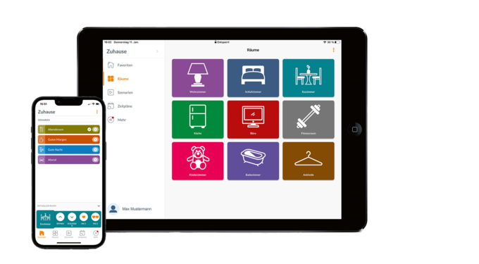 Tablet und Handy mit PowerView App