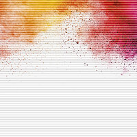 Pleated blind with colour splash pattern in red, orange and yellow on white background – design “Delhi 6672”.