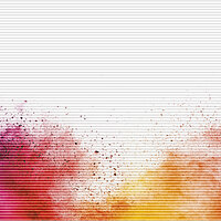 Pleated blind with asymmetrical colour splash in red, orange and yellow on white background – design “Delhi 6682”.