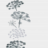 Honeycomb blind with left-aligned floral motif of delicate black-and-white umbel flowers – MHZ design “Garden left”.