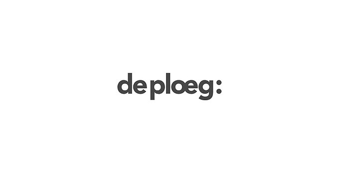 Black "de ploeg:" logo on a white background in modern sans-serif typeface.
