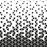 Geometrisches Design „Edgy“ mit schwarz-weißen Dreiecken als Druckmotiv für moderne Lamellenvorhäng