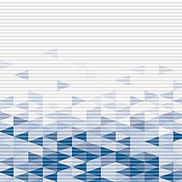 Honeycomb blind with triangle gradient in blue tones on white fabric – design “Arctic 6632”.