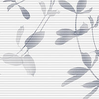 Honeycomb blind with grey leaf shadow on a horizontally striped background