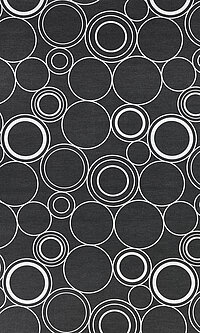 Rollo mit weißen Kreisen in verschiedenen Größen auf schwarzem Hintergrund als modernes Designmotiv