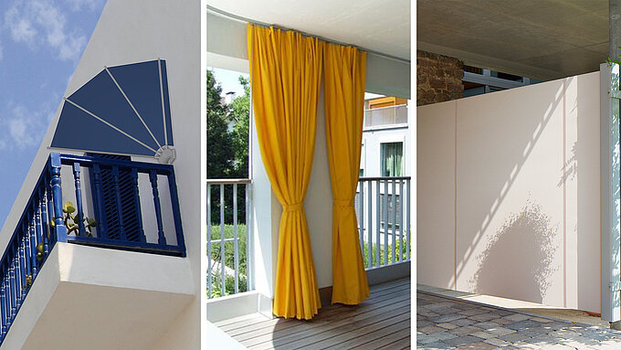 MHZ Unterschied Sichtschutzfächer - Balkonvorhang Seitenmarkise